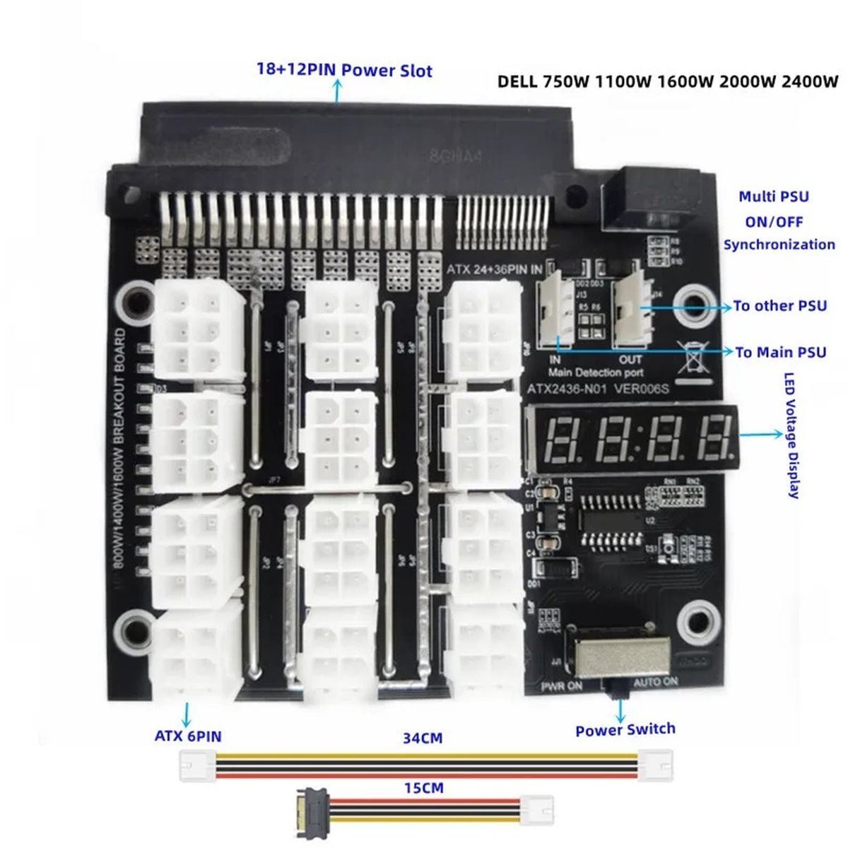 НОВАЯ ПЛАТА-РАСПРЕДЕЛИТЕЛЬ (BR – обзор и цена 2400W Server Psu Breakout Board